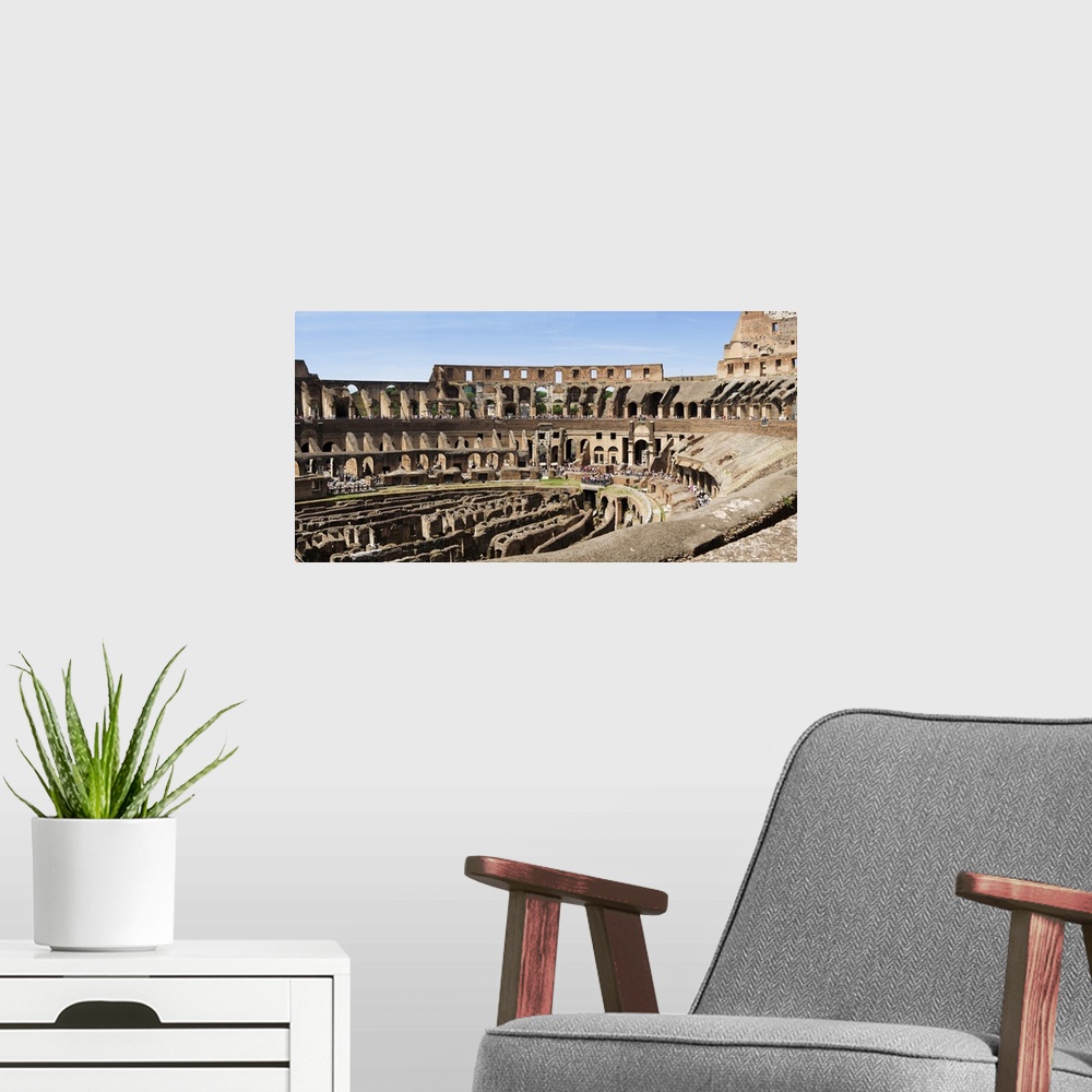 A modern room featuring Interiors of an amphitheater, Coliseum, Rome, Lazio, Italy