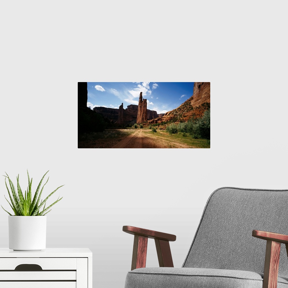 A modern room featuring Rock formations on a landscape, Spider Rock, Canyon De Chelly, Arizona