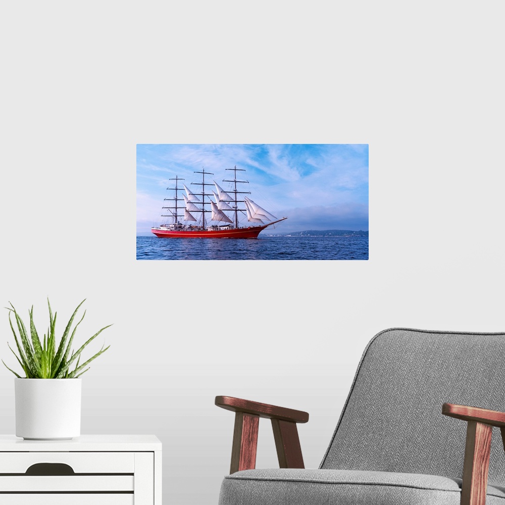 A modern room featuring Tall ship regatta in the Baie De Douarnenez, Finistere, Brittany, France