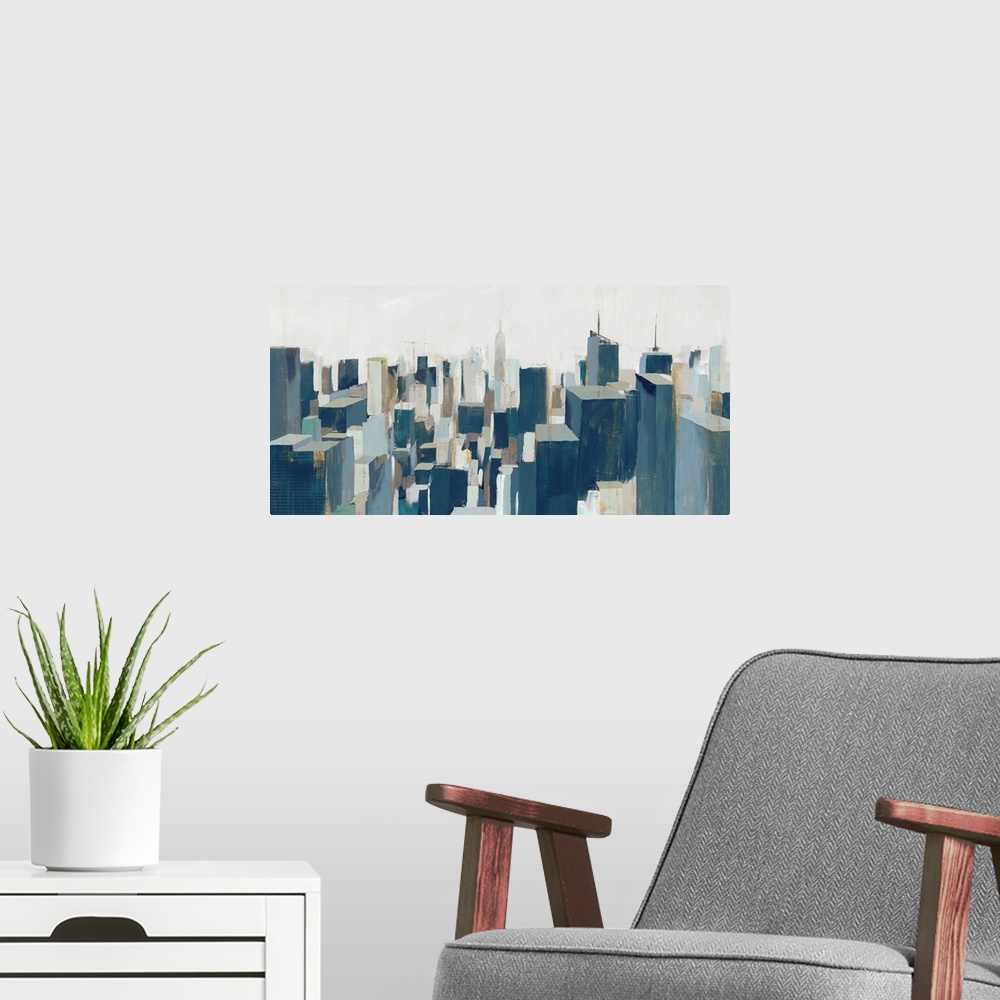 A modern room featuring The City