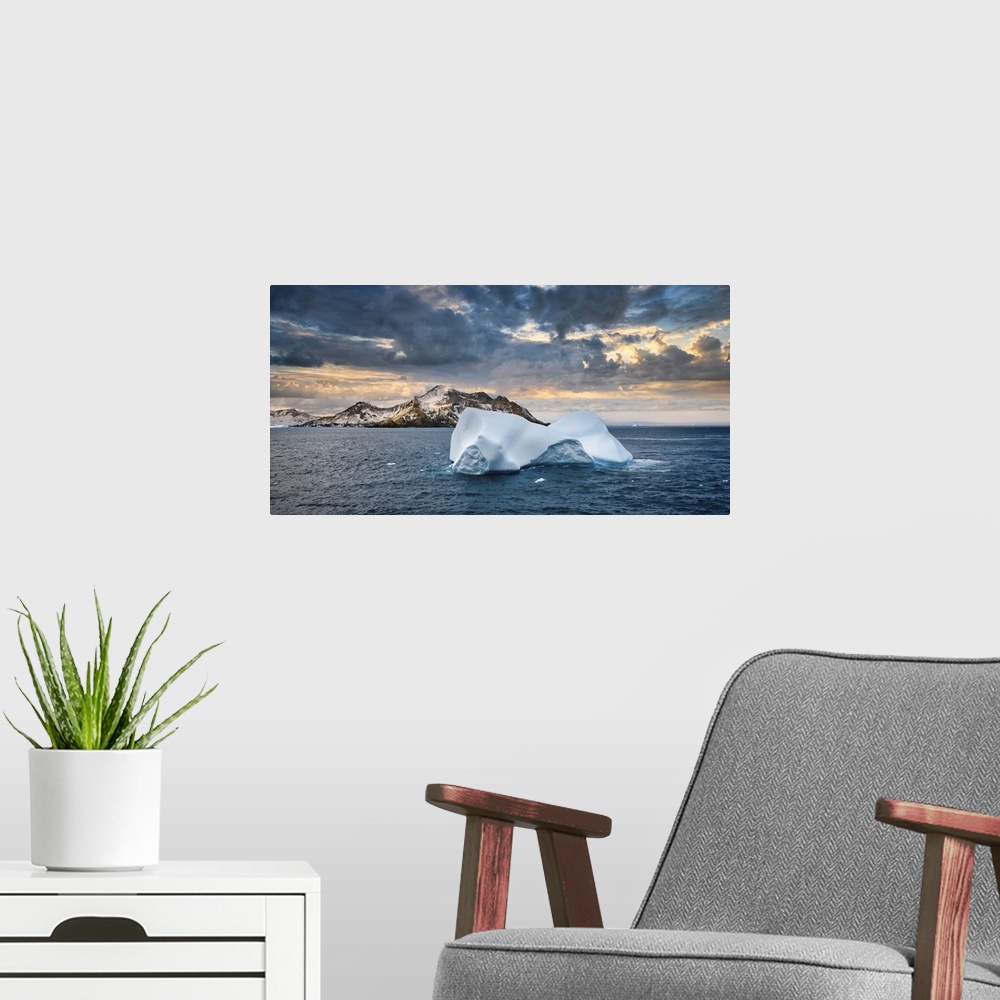A modern room featuring Cooper Bay, Floating Icebergs, South Georgia, South Georgia and the Sandwich Islands, Antarctica,...