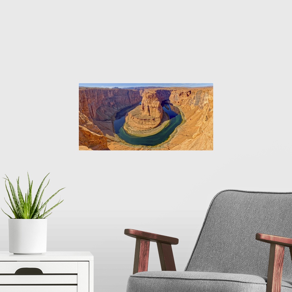 A modern room featuring Classic panorama view of Horseshoe Bend just north of the main tourist overlook near Page, Arizon...
