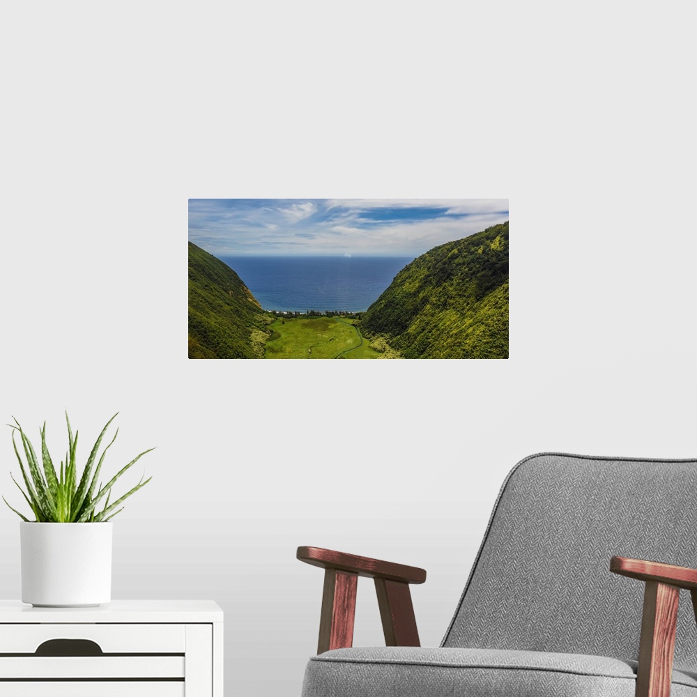 A modern room featuring The big island's stunning Waipi'o Valley