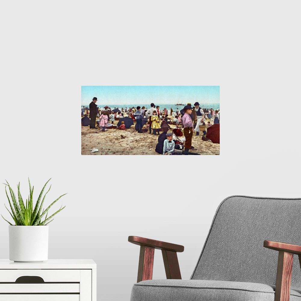 A modern room featuring The beach at Coney Island, Brooklyn, New York. Photochrome print, c1902.