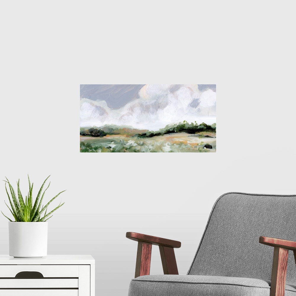 A modern room featuring Soft Summer Sky
