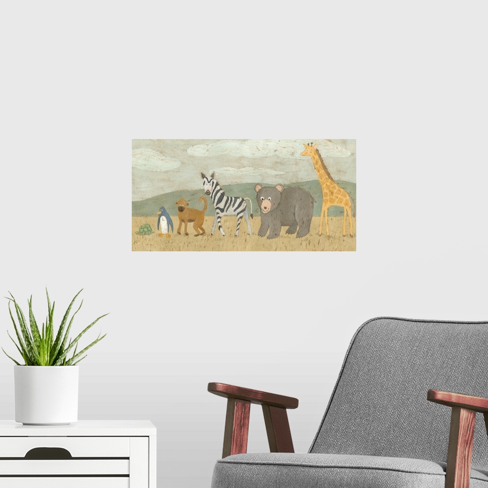 A modern room featuring Animals All in a Row II