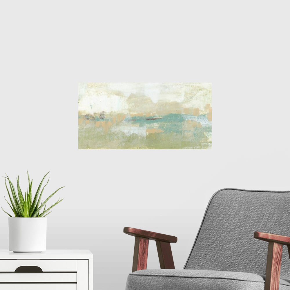 A modern room featuring Pastel Landscape I