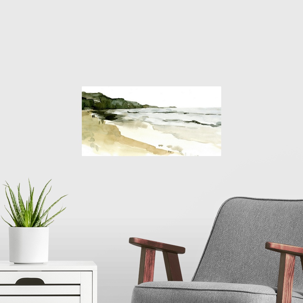 A modern room featuring Simple Watercolor Coast II