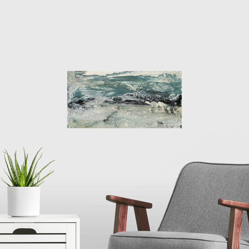 A modern room featuring Teal Seascape I