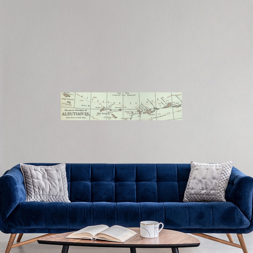 A modern room featuring Aleutian Islands - Vintage Map