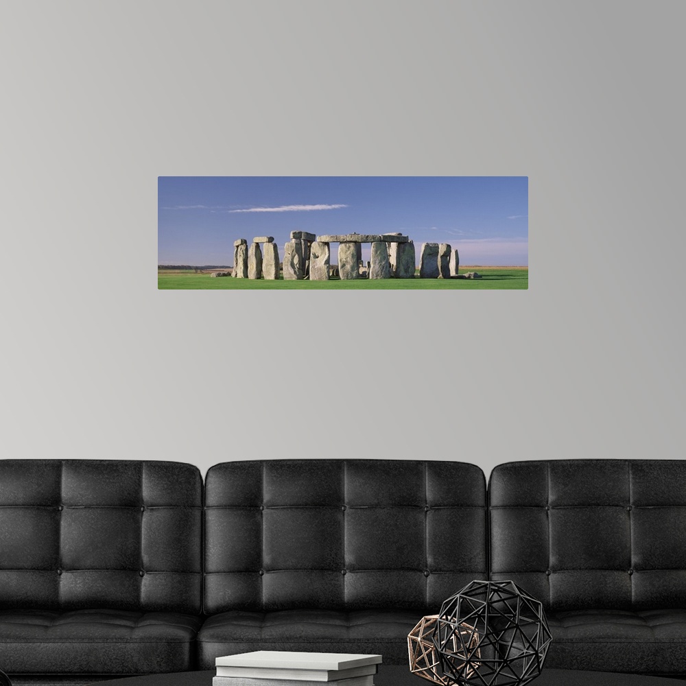 A modern room featuring Panorama of the Stonehenge monument in Wiltshire, England.