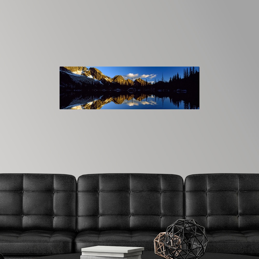 A modern room featuring Wica Lake & Valhalla Range British Columbia Canada