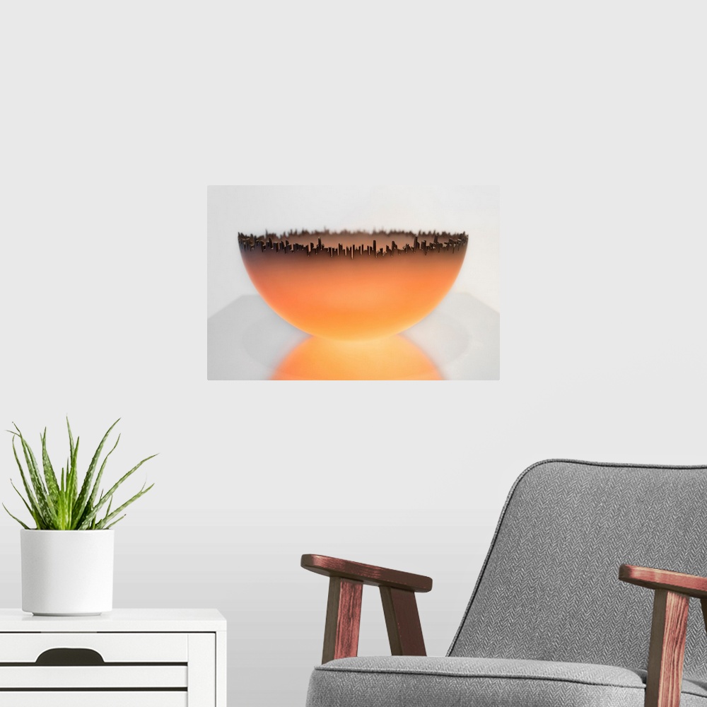 A modern room featuring Bowl