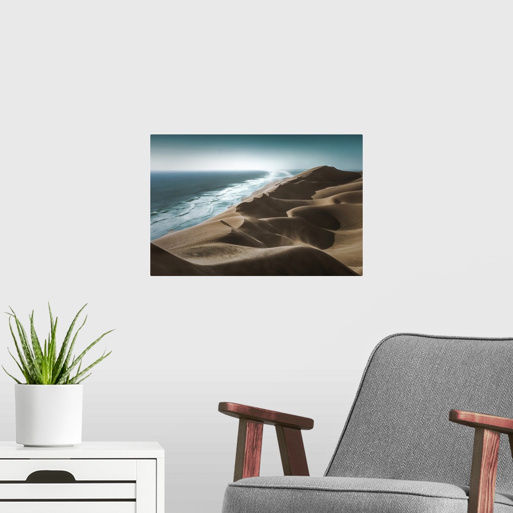 A modern room featuring Desert Meets Ocean