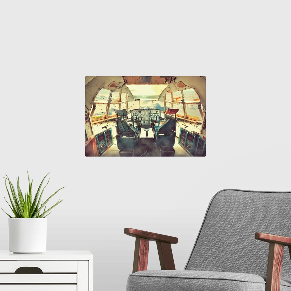 A modern room featuring Flying Dead Plane