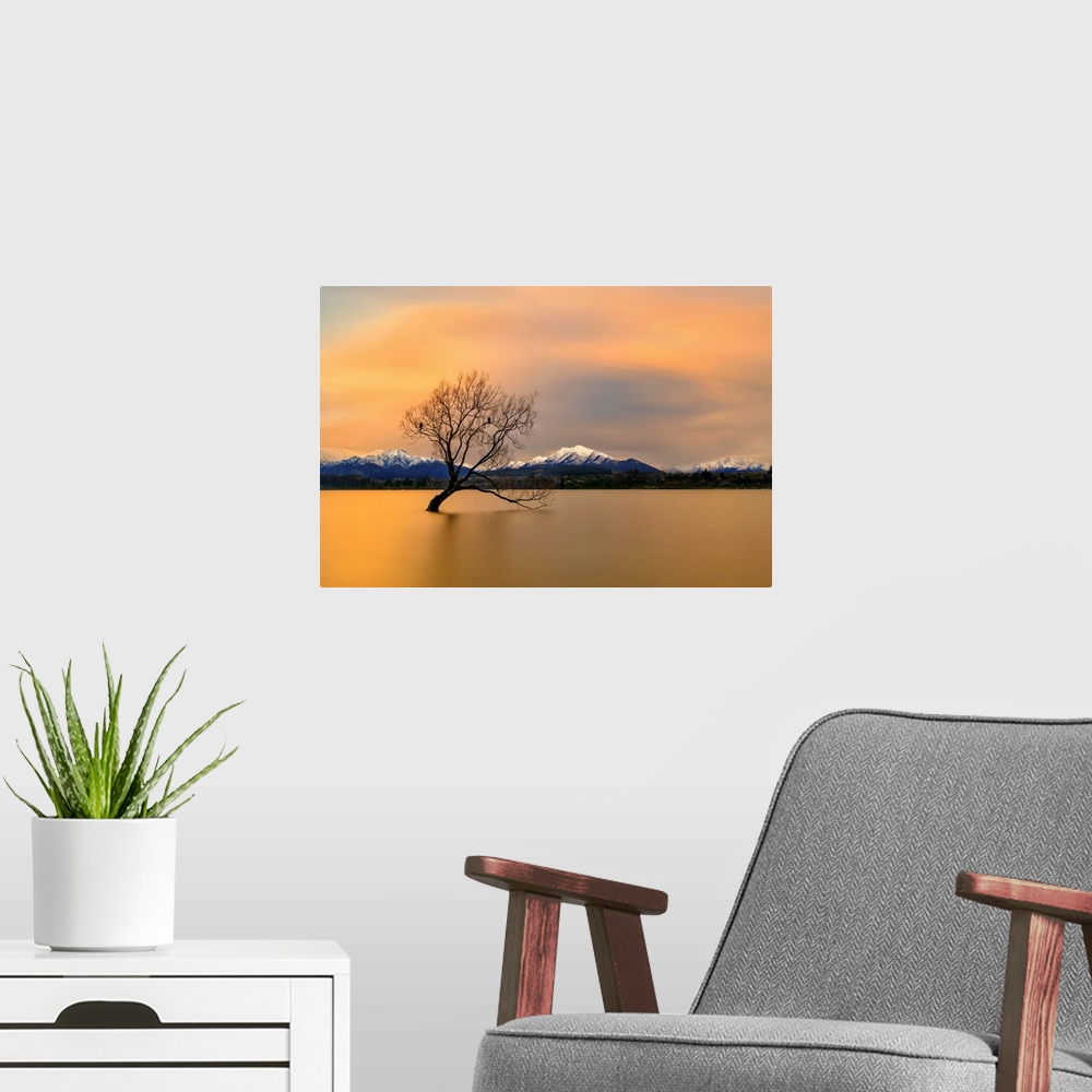 A modern room featuring Morning Glow Of The Lake Wanaka