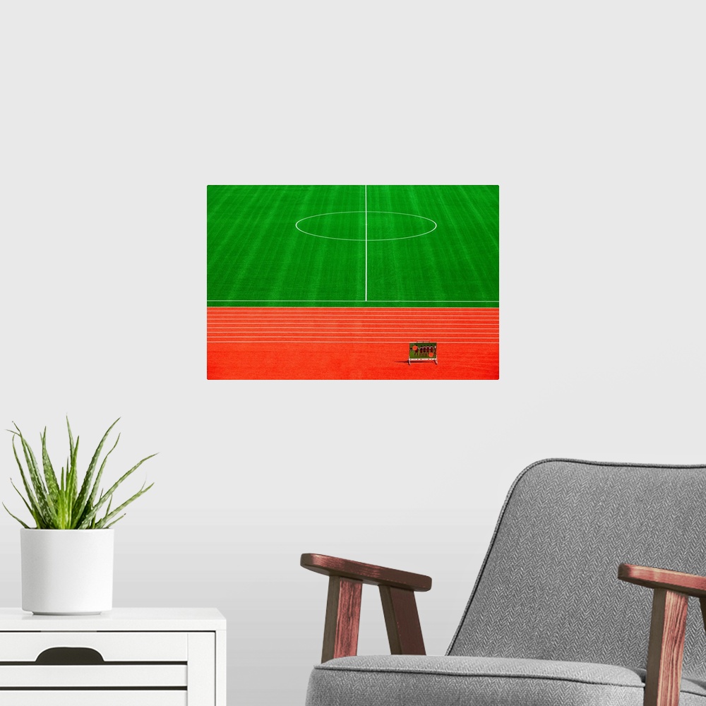 A modern room featuring Red-Green