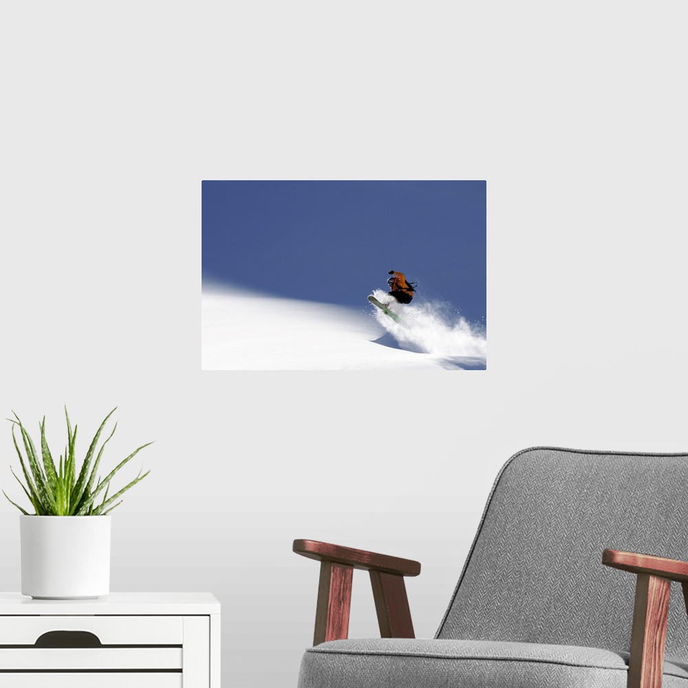 A modern room featuring Snowboarder