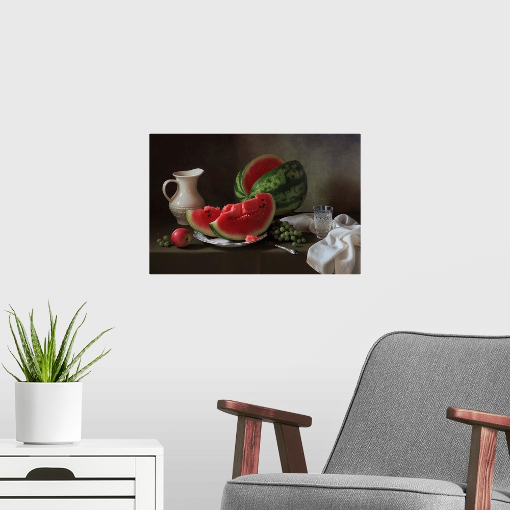 A modern room featuring Still Life With Watermelon