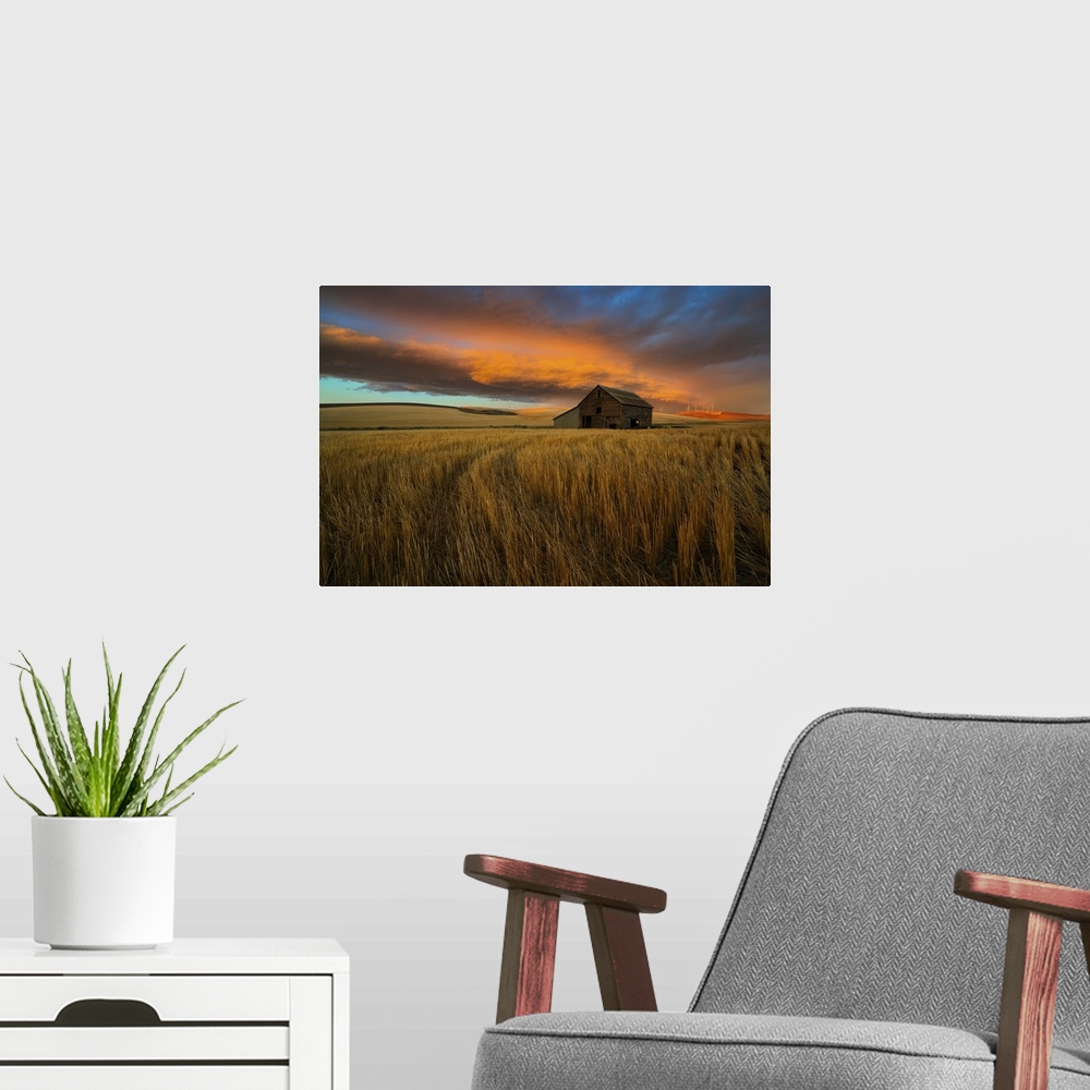 A modern room featuring Storm Over Palouse