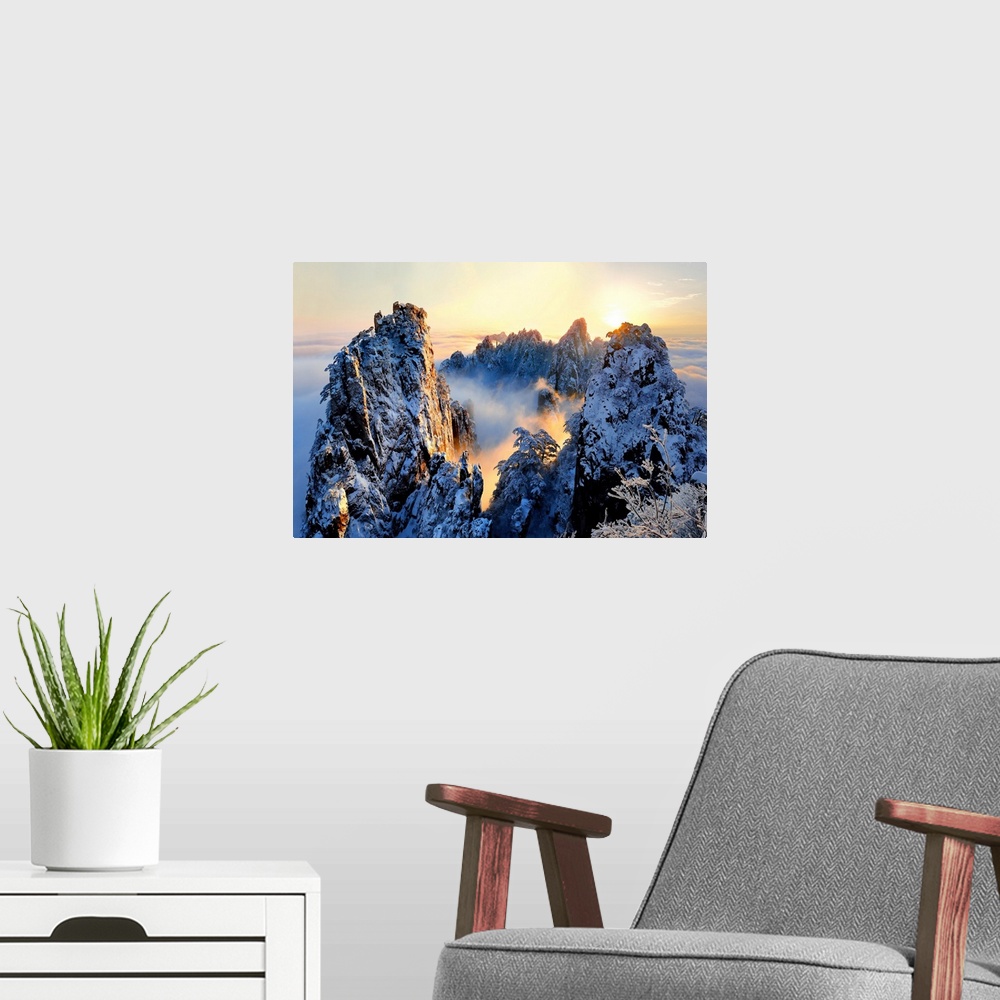A modern room featuring Sunrise At Mt. Huang Shan