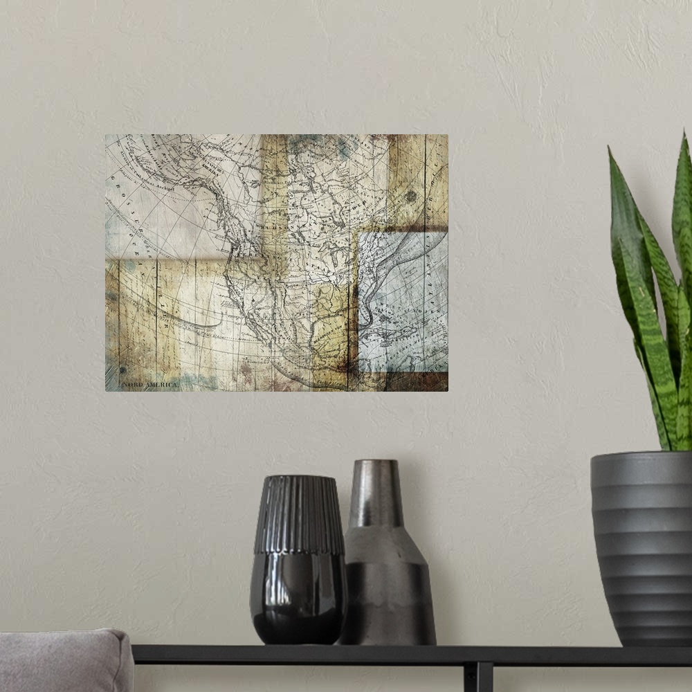 A modern room featuring Rustic Map Two