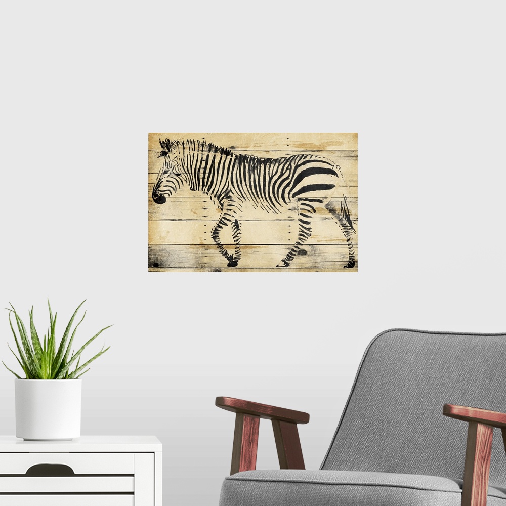 A modern room featuring Zebra on Wood