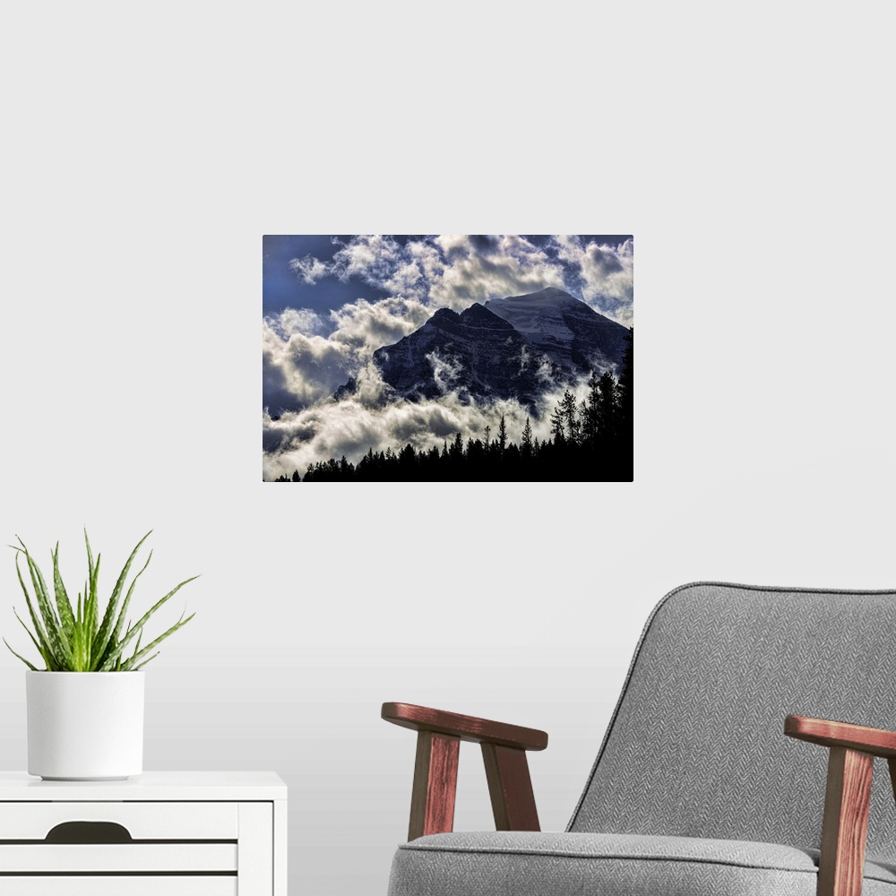 A modern room featuring Majestic Peaks in Canada's Banff National Park