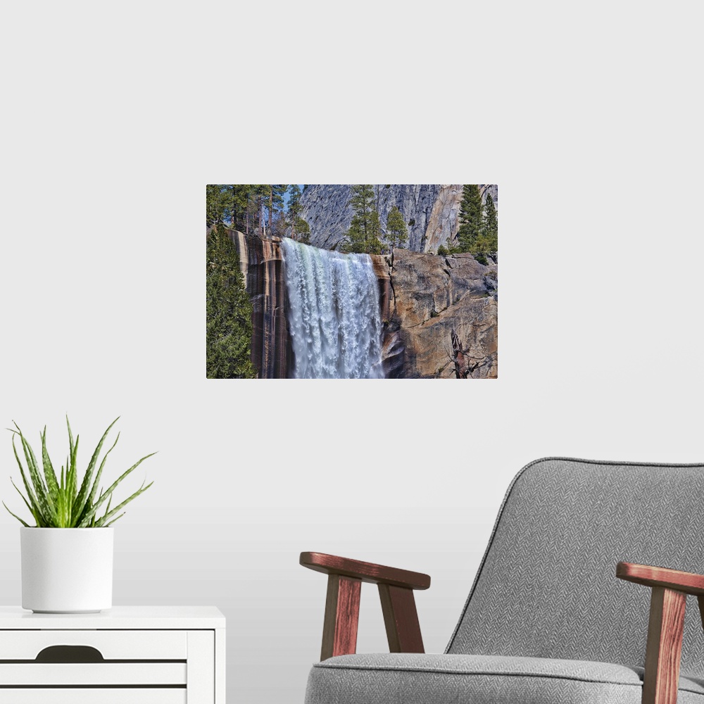 A modern room featuring The power or Vernal Falls, Yosemite National Park, California, USA.