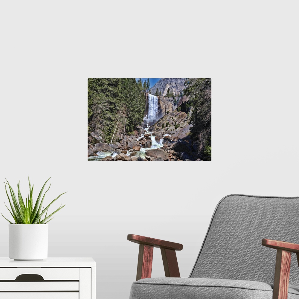 A modern room featuring Vernal Falls, Yosemite National Park, California, USA