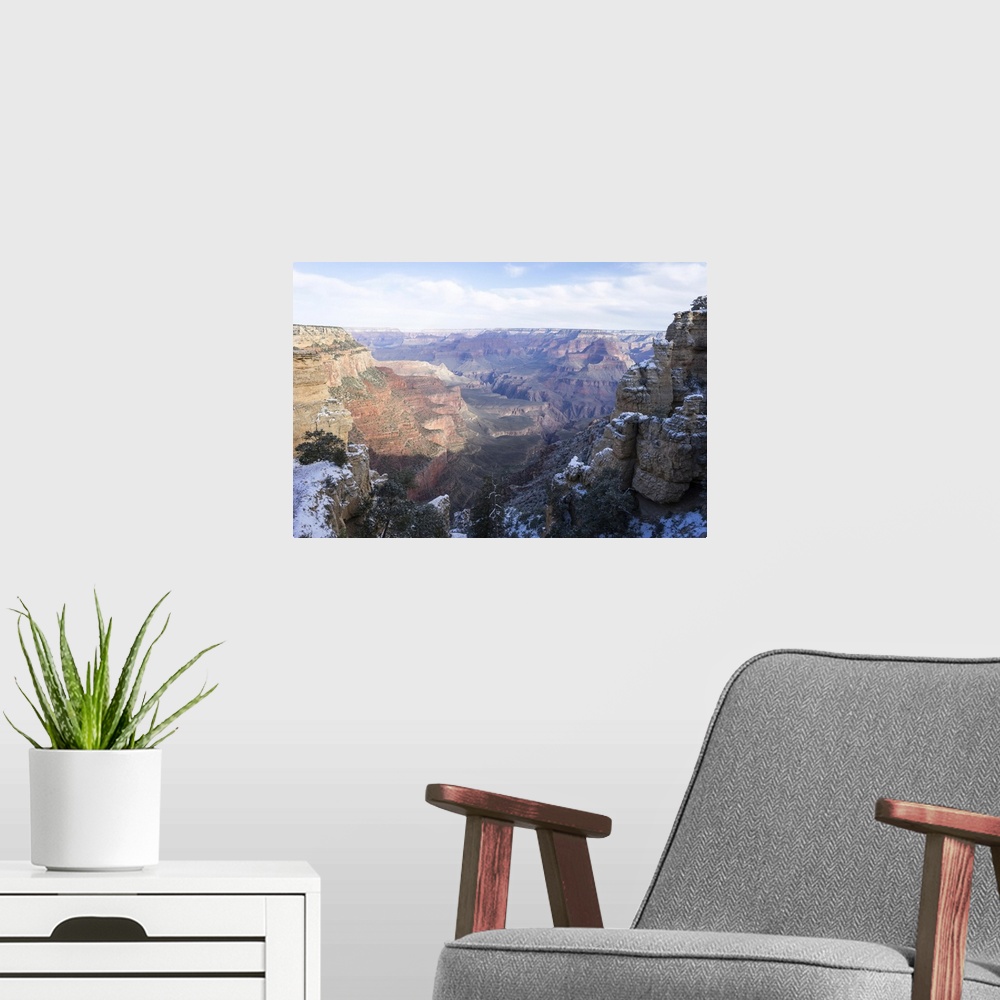 A modern room featuring A view of the Grand Canyon from beginning of South Kaibab Trail. Grand Canyon National Park, Arizona