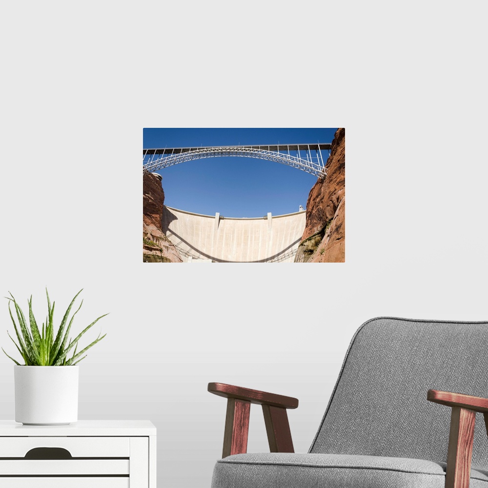 A modern room featuring Bridge Crossing Colorado River And Glen Canyon Dam, Arizona