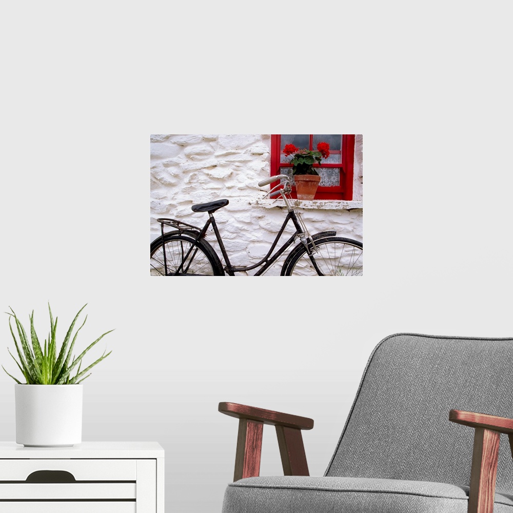 A modern room featuring Bunratty Folk Park, County Clare, Ireland, Cottage Window And Bicycle