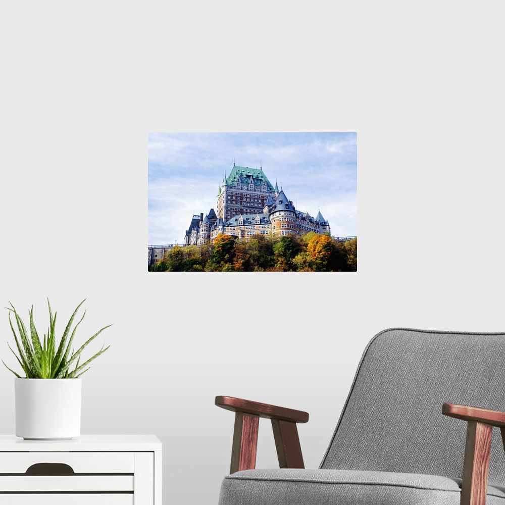 A modern room featuring Chateau Frontenac; Quebec, Canada