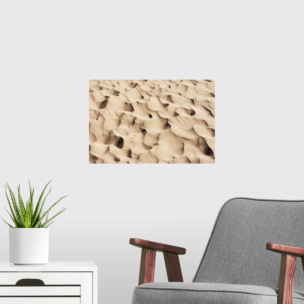 A modern room featuring Close up of sand dune pattern looks like waves of sand, Mendoza, Argentina.
