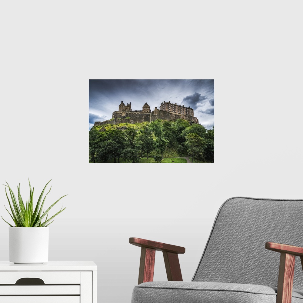 A modern room featuring Edinburgh Castle; Edinburgh, Lothian, Scotland