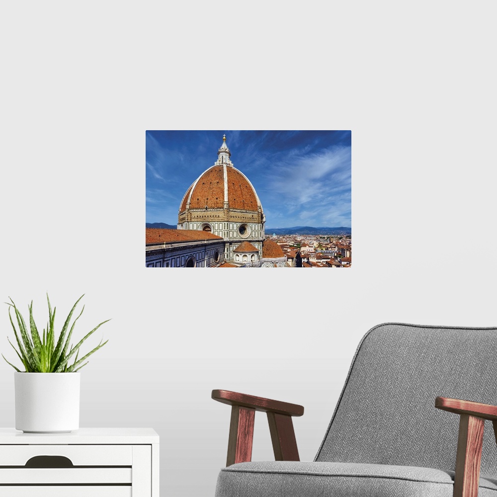 A modern room featuring Florence, Tuscany, Italy. Filippo Brunelleschi's Dome of the Duomo, or cathedral. Basilica di San...
