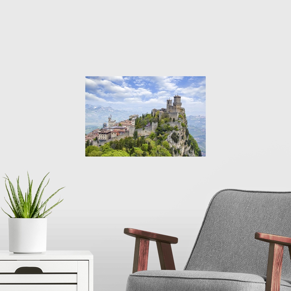 A modern room featuring Guaita Tower On The Peak Of Mount Titan, Republic Of San Marino, North-Central Italy