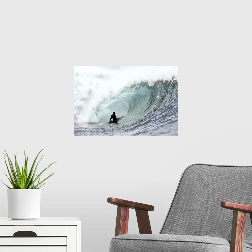 A modern room featuring Hawaii, Oahu, North Shore, Afternoon Surfing On Large Waves