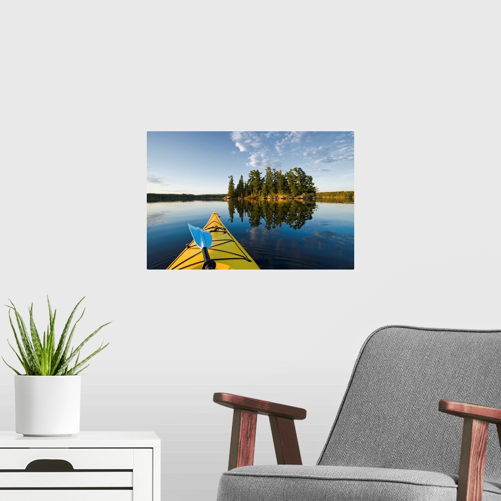 A modern room featuring Kayak On Lake In Northwestern Ontario, Lake Of The Woods, Ontario, Canada