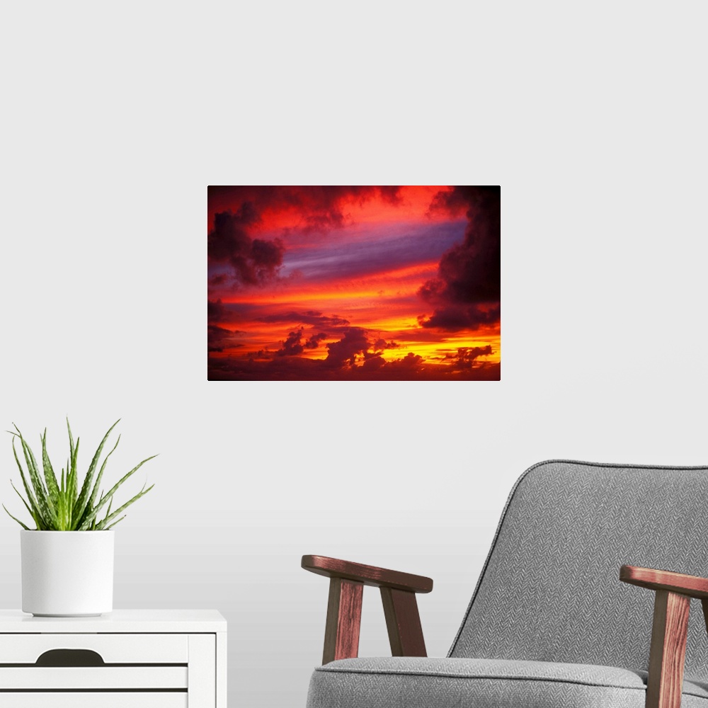 A modern room featuring Layers Of Beautiful Colors At Sunset