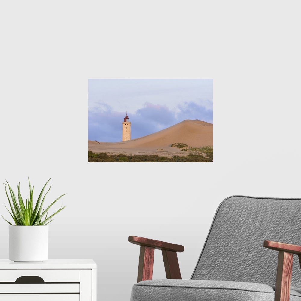 A modern room featuring Lighthouse and Dunes at Dawn, Rubjerg Knude, Lokken, North Jutland, Denmark