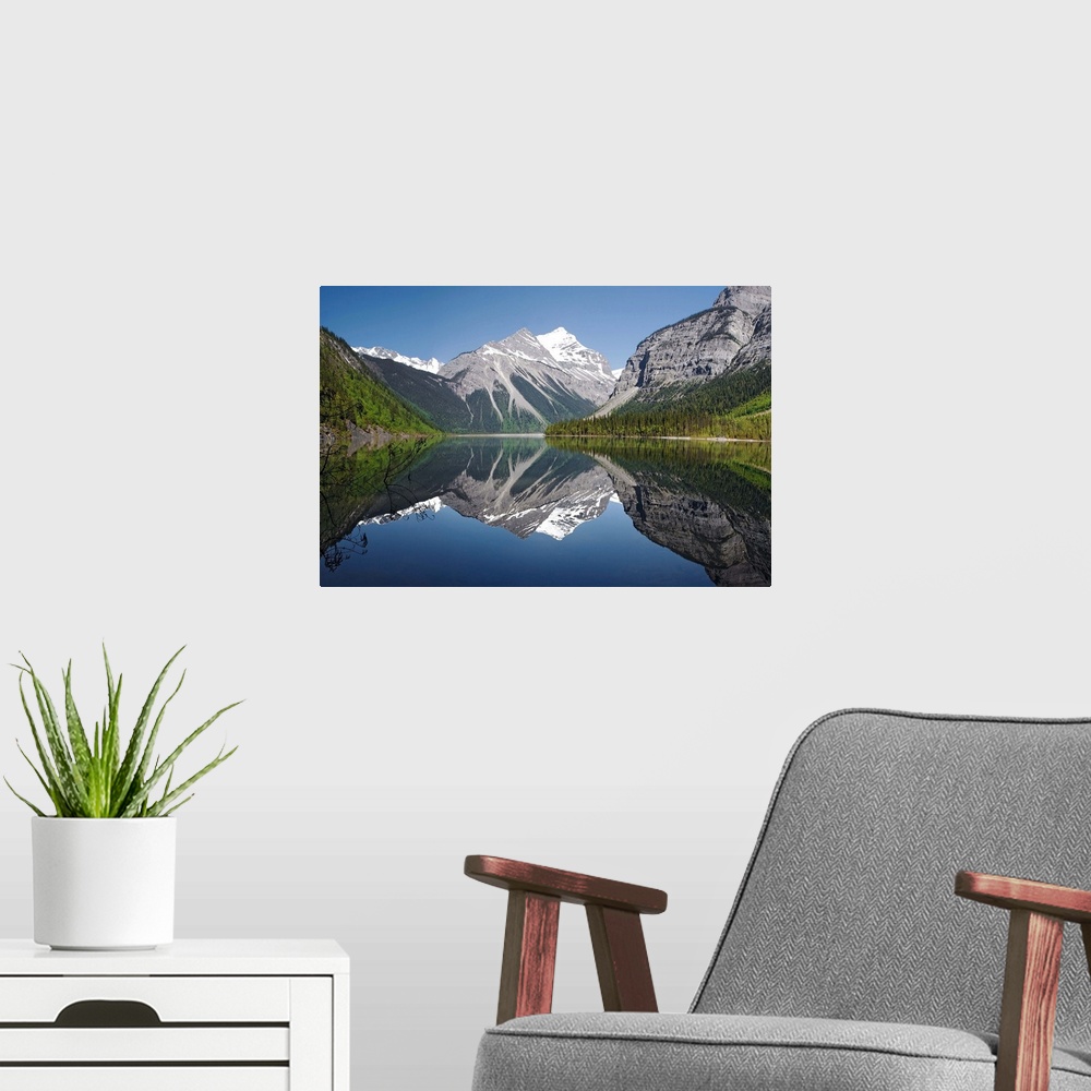 A modern room featuring Mckinney Lake, Mount Robson Provincial Park, Jasper, Alberta, Canada