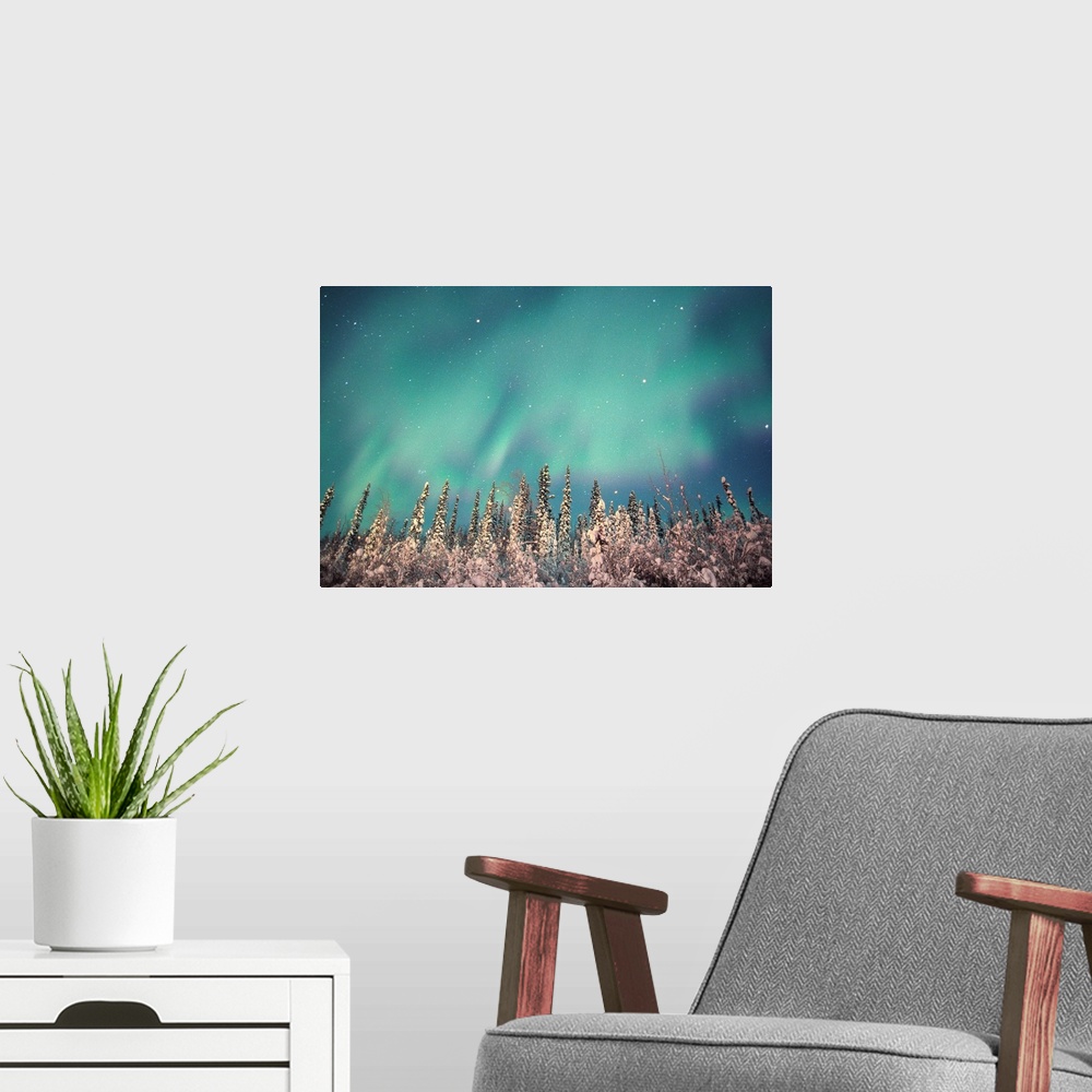A modern room featuring Northern Lights, Dempster Highway, Yukon