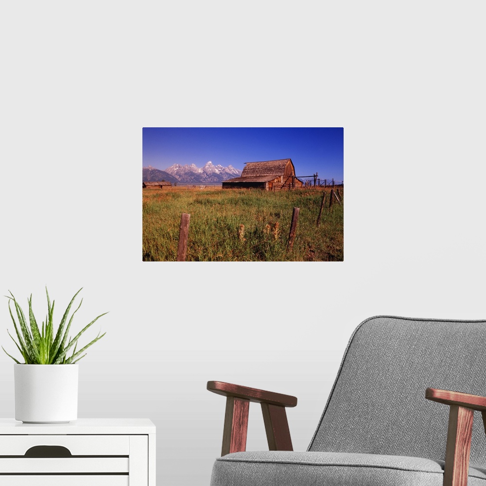 A modern room featuring Old Barn, Grand Teton National Park, Wyoming, USA