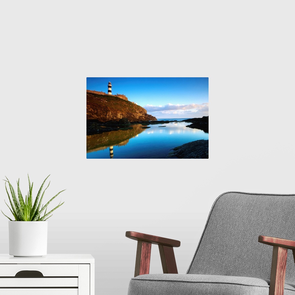 A modern room featuring Old Head Of Kinsale, County Cork, Ireland; Lighthouse On Cliff