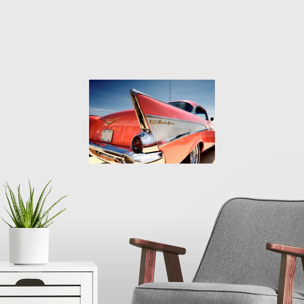 A modern room featuring Red Chevrolet Bel Air, Edmonton, Alberta, Canada