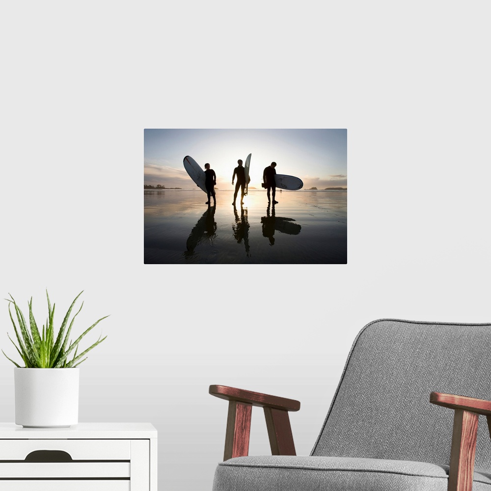 A modern room featuring Silhouette Of Surfers Carrying Surfboards, Chesterman Beach, Canada