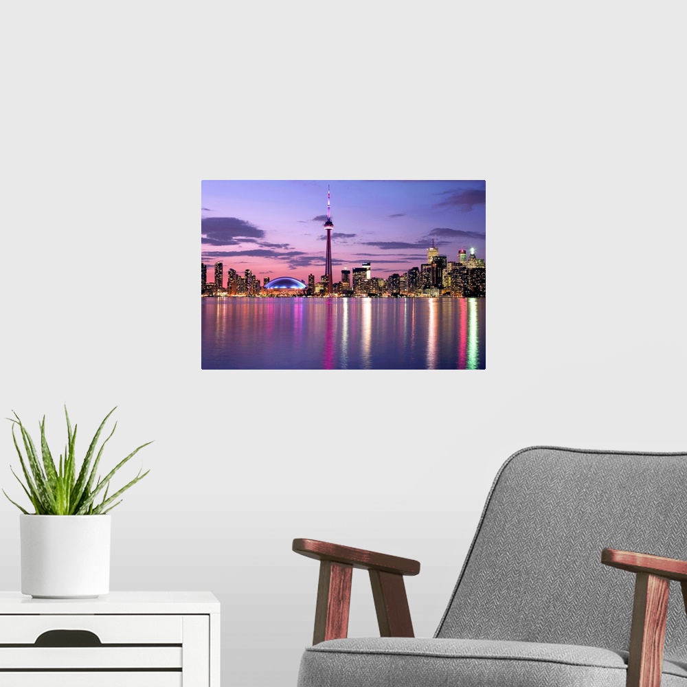A modern room featuring Skyline At Night From Centre Island, Toronto, Ontario, Canada