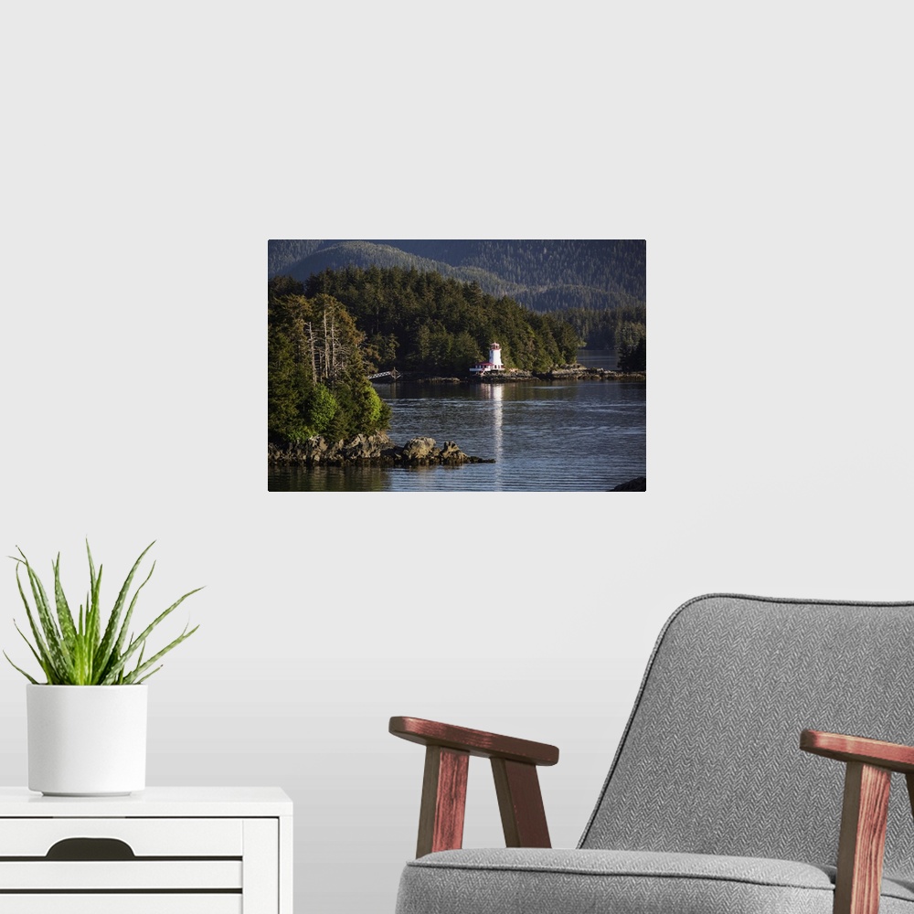 A modern room featuring Small Islands Populated By Sitka Spruce Trees, A Lighthouse, Sitka, Alaska